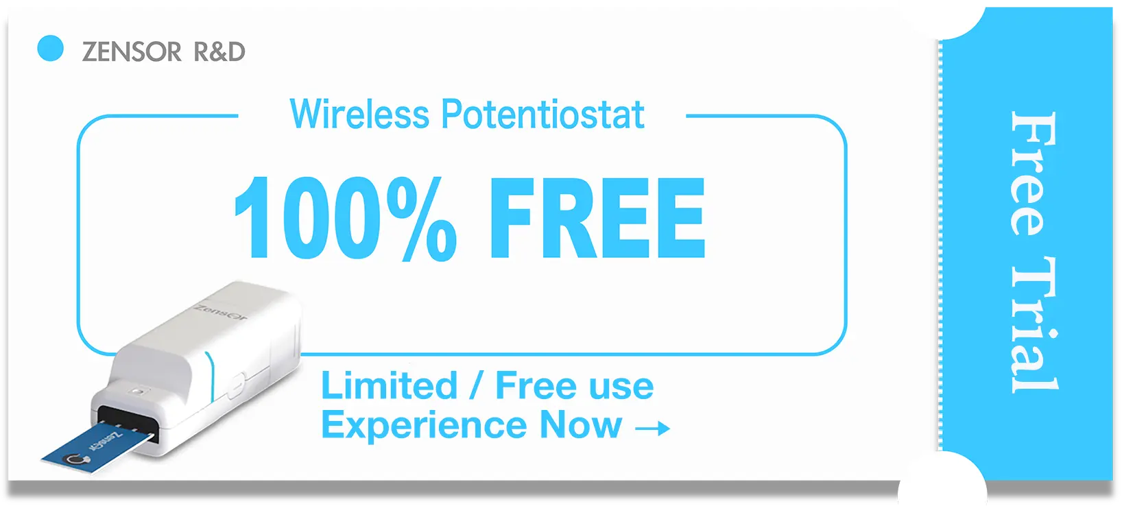 Free trail of the smallest wireless potentiostat Zensor R&D-ECWP100