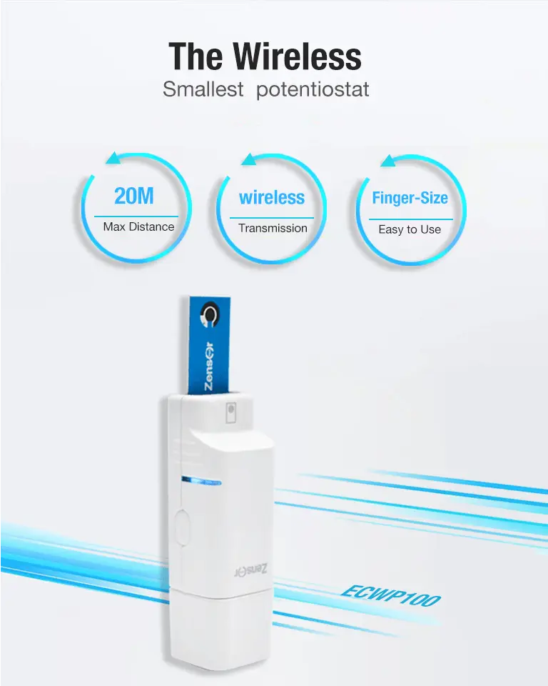 product appearance of the smallest wireless
potentiostat -Zensor R&D ECWP100-single
