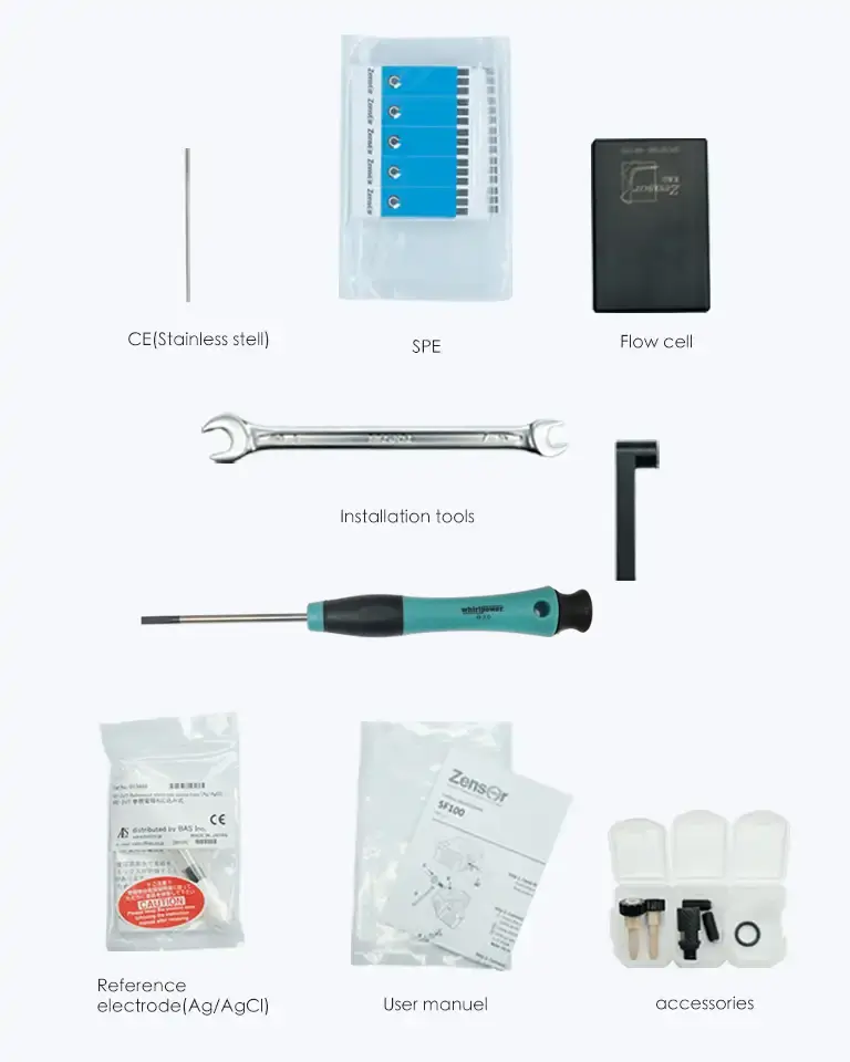 電化學偵測器/流通檢測池套裝內容物Zensor R&D-SF100
